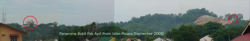Panorama Bukit Pak Apil diambil dari Jalan Pusara bersebelahan Perkuburan Sheikh Ibrahim